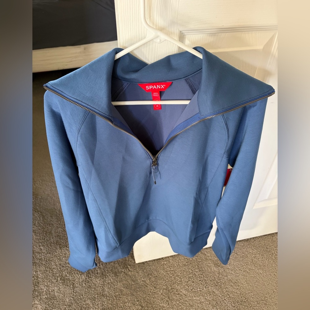 SPANX  Women’s Air Essentials Half Zip-Up in Faded Indigo